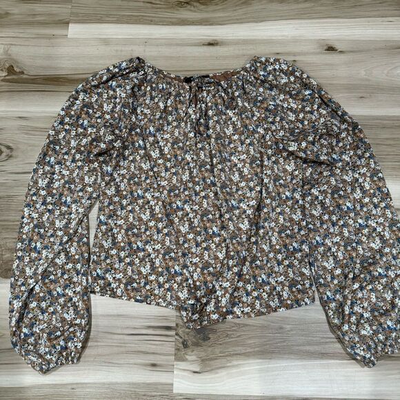 Wishlist Floral Brown Long Sleeve Top Women’s Small - Picture 1 of 3
